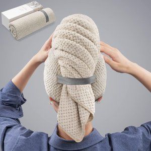 Women Large Camel Microfiber Hair Towel Fast Drying Hair Turbans for Wet Hair